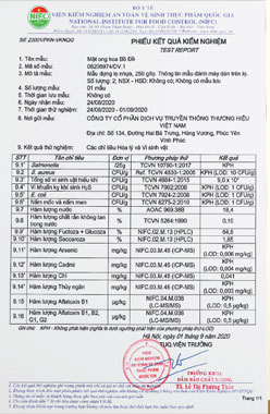 Phiếu kiểm nghiệm Vệ sinh An toàn thực phẩm của Bộ Y tế